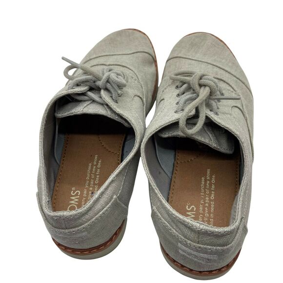 Toms Sneaker Shoes Women's Tan Canvas Lace Up Low Top Comfort  size 4 - Picture 2 of 11